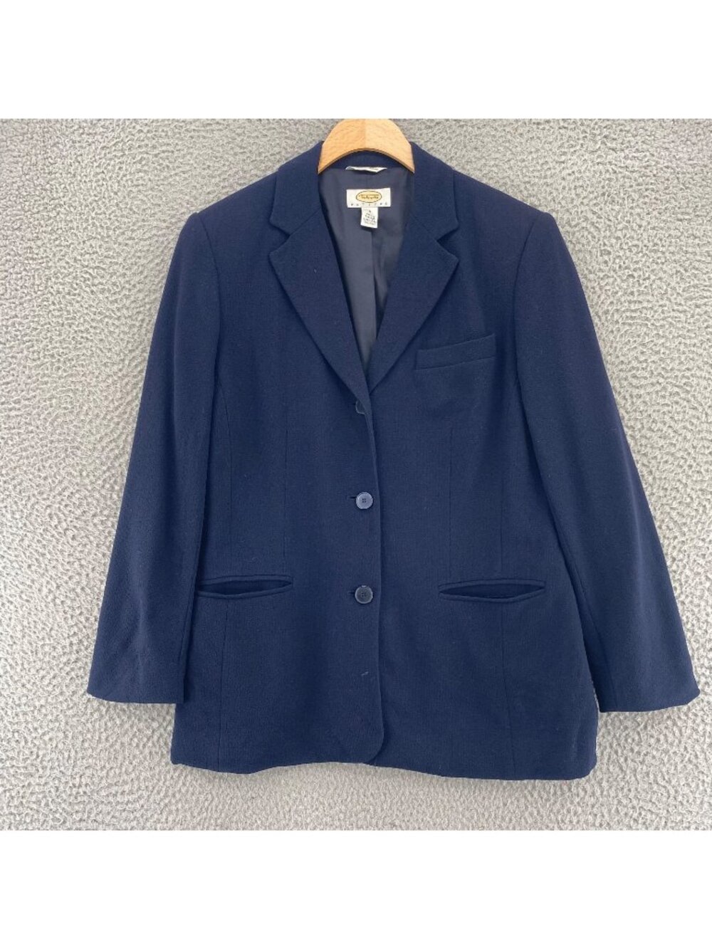 Talbots Blazer Womens 6 Petite Navy Italian Wool Button Up Pockets Office Career